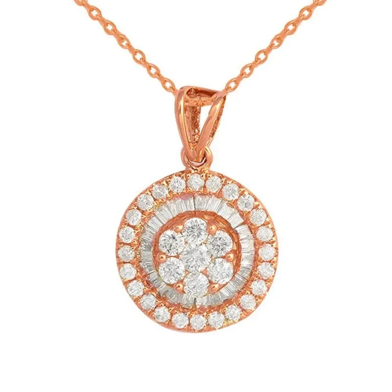 Gargantilla oro rosa 18k mujer colgante 10 mm. diamantes brillantes c