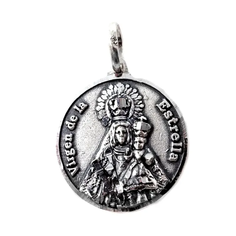 Virgen de la Estrella colgante macizo plata Ley 925m unisex 26 mm. de