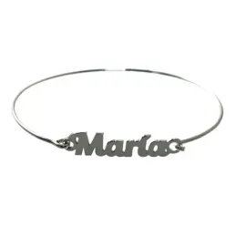 Pulsera plata Ley 925m rígida brazalete centro nombre personalizado liso