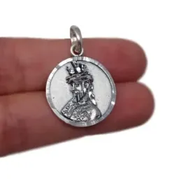 Cristo de la Sentencia medalla plata Ley 925m rostro 22 mm. maciza de