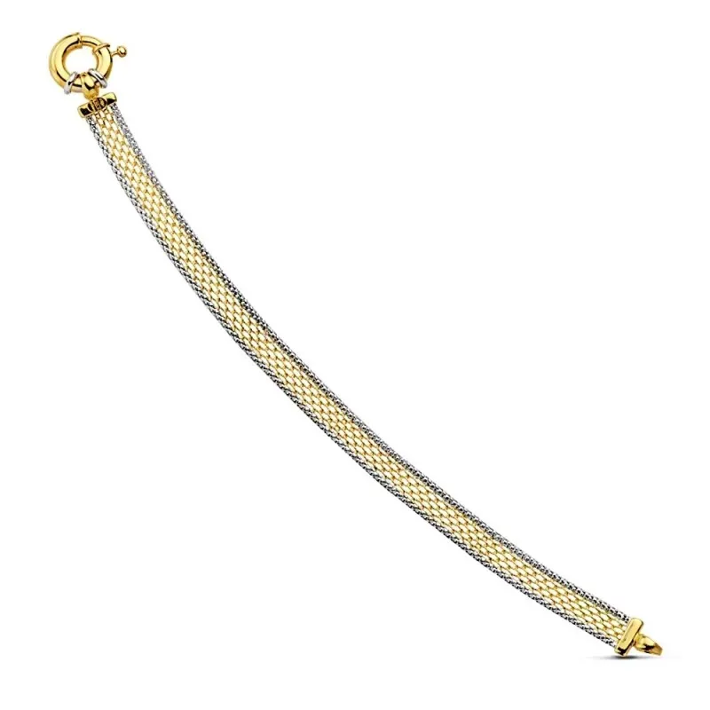 Pulsera oro 18k bicolor malla 20cm. [AB3002]