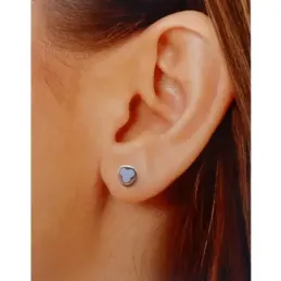 Pendientes plata Ley 925m detalle esmaltado azul 7x7mm. niña cierre presión