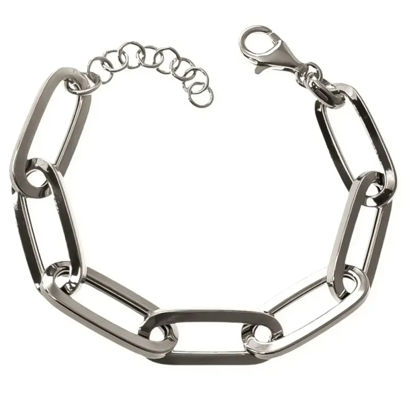 Pulsera plata Ley 925m mujer 18 cm. cadena forzada alargada eslabones