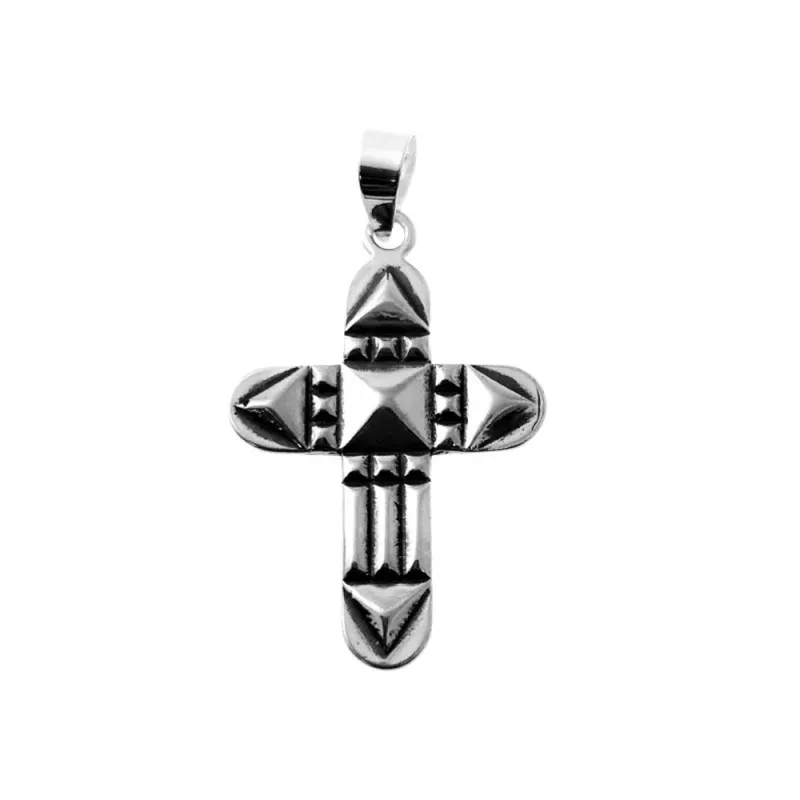Colgante plata Ley 925m cruz Atlante 30mm. doble cara detalles amuleto protección
