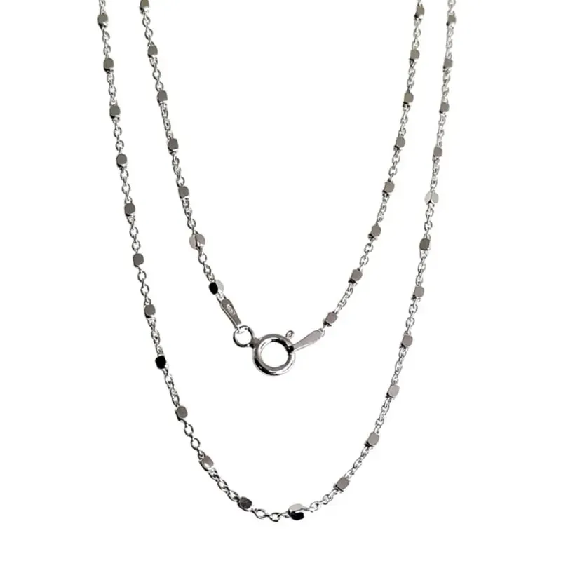 Cadena plata Ley 925m unisex 45 cm. forzada combinada detalles cuadra