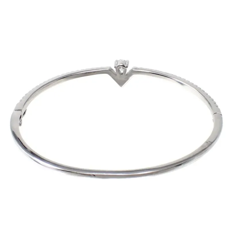 Brazalete plata Ley 925m terminación rodio centro pico lágrima banda circonitas