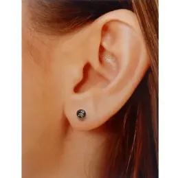 Pendientes plata Ley 925m calavera negra 5mm. cierre presión