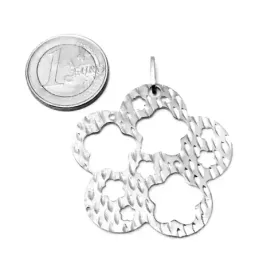 Colgante plata Ley 925m rodiado medallon margaritas caladas [AB3862]