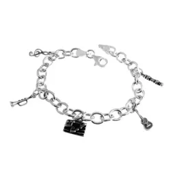 Pulsera plata Ley 925m fetiches musicales 19cm. [AB3557]