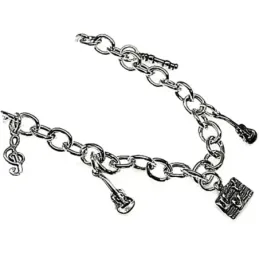Pulsera plata Ley 925m fetiches musicales 19cm. [AB3557]