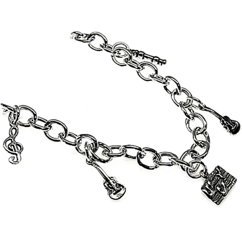 Pulsera plata Ley 925m fetiches musicales 19cm. [AB3557]