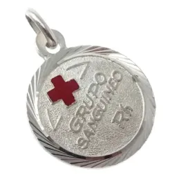 Chapa plata Ley 925m redonda cruz roja 16mm. filo labrado [AB5538]