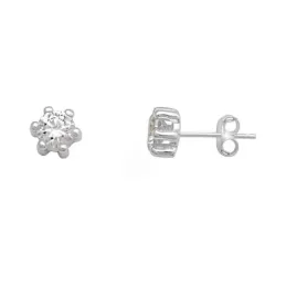 Pendientes plata Ley 925m exágono garra circonita [AB6505]