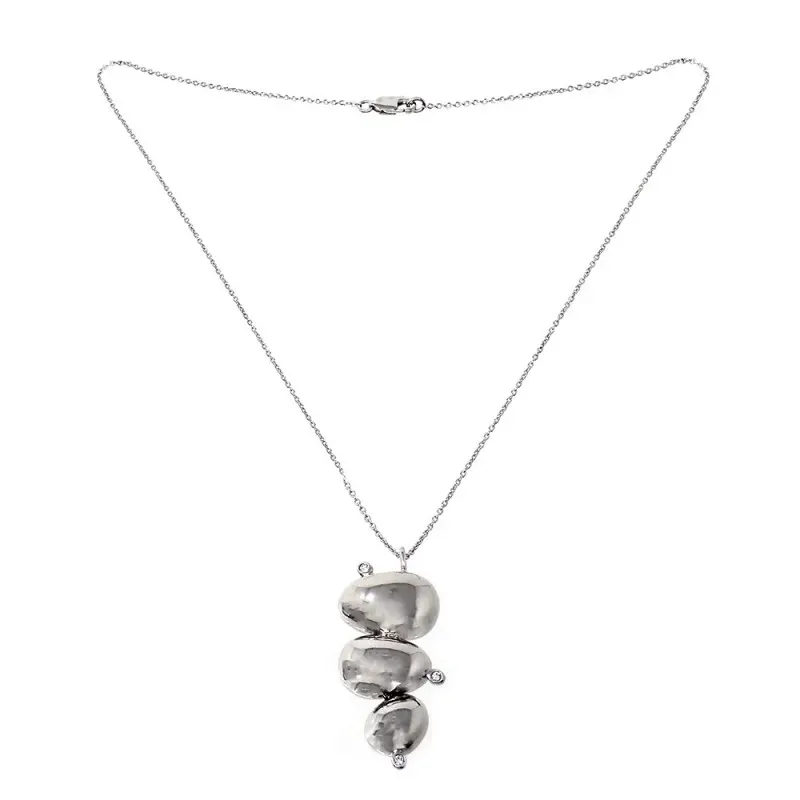 Gargantilla plata Ley 925m 42cm. tres formas piedras [AB5088]