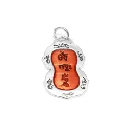 Colgante plata Ley 925m OM AH HUM mantra chakra tibet 33mm. [AB4140]