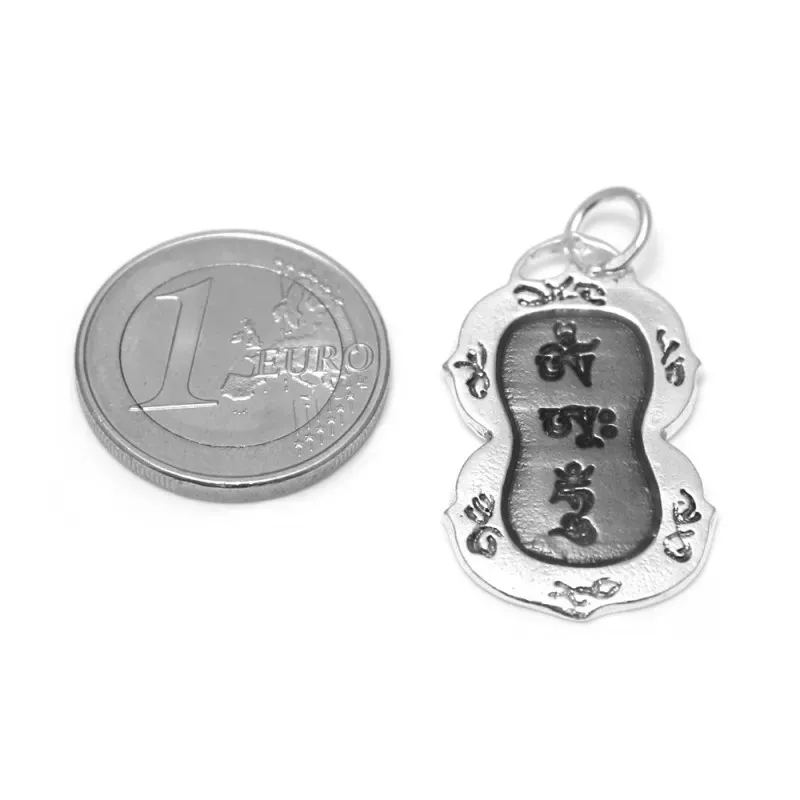 Colgante plata Ley 925m OM AH HUM mantra chakra tibet 33mm. [AB4140]