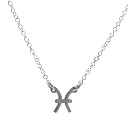 Gargantilla plata Ley 925m cadena rolo 44cm. detalle signo Zodiaco Piscis liso