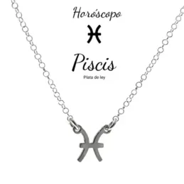 Gargantilla plata Ley 925m cadena rolo 44cm. detalle signo Zodiaco Piscis liso