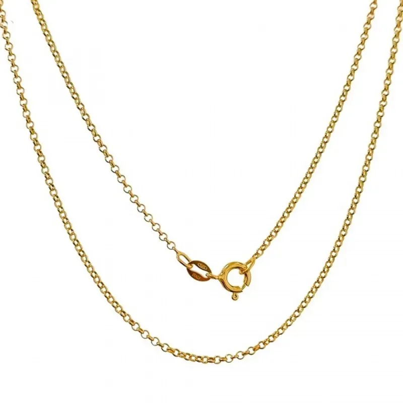 Cadena Plata Ley 925 chapada oro 45 cm. modelo rolo cierre reasa