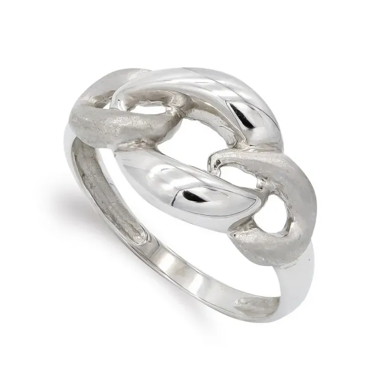 Sortija oro blanco 18k mujer formas combinadas caladas brillo mate