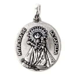Medalla colgante plata Ley 925m maciza 29mm. Nuestra Señora de la Capilla Jaén oval trasera lisa