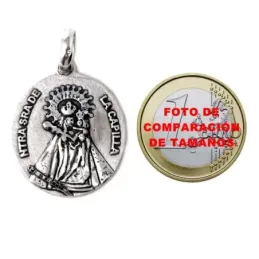 Medalla colgante plata Ley 925m maciza 29mm. Nuestra Señora de la Capilla Jaén oval trasera lisa