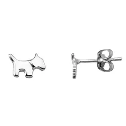 Pendientes mini plata Ley 925m par perro 5mm. mujer cierre presión