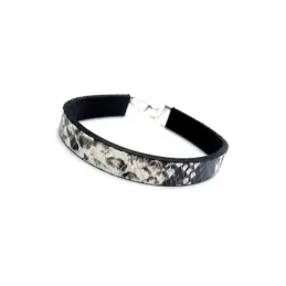 Pulsera plata ley 925m cuero [AA9909]