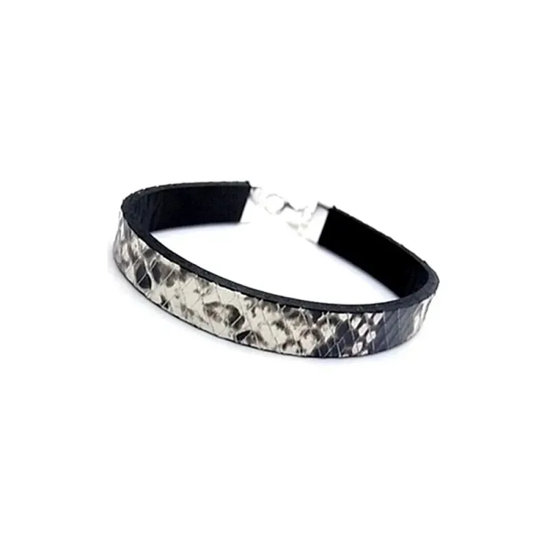 Pulsera plata ley 925m cuero [AA9909]