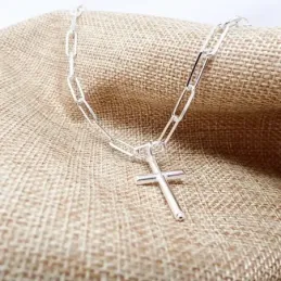 Cadena plata Ley 925m unisex 60 cm. forzada alargada mosquetón