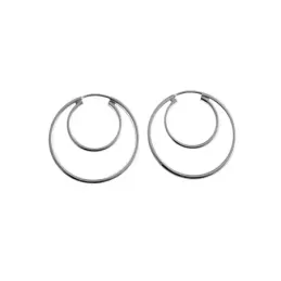 Pendientes plata Ley 925m aros 28mm. luna cierre palillo mujer [AC1195]