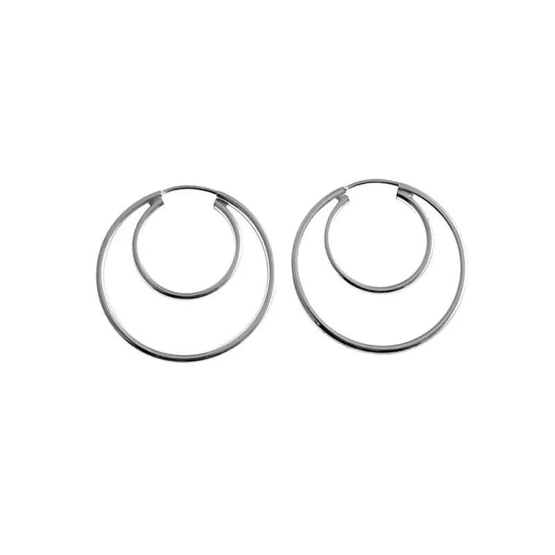 Pendientes plata Ley 925m aros 28mm. luna cierre palillo mujer [AC1195]