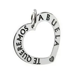 Colgante plata Ley 925m corazón calado TE QUEREMOS ABUELA [AB5463]