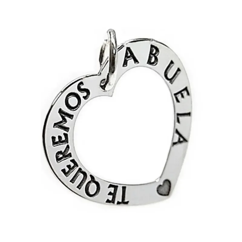 Colgante plata Ley 925m corazón calado TE QUEREMOS ABUELA [AB5463]