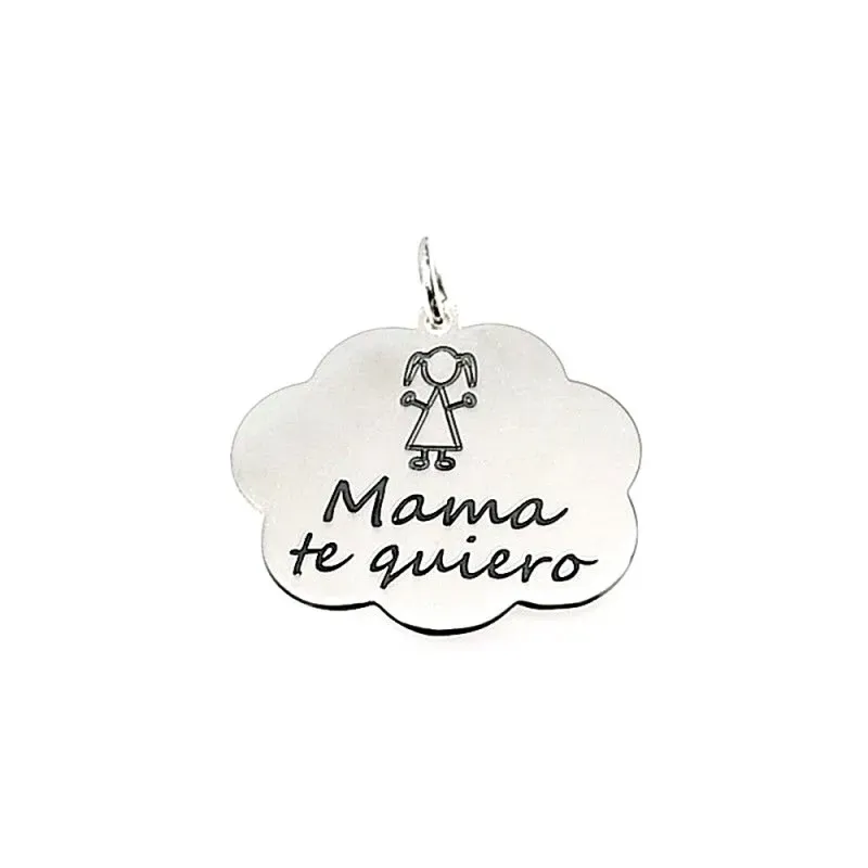 Colgante plata ley 925m 24mm. nube corazón Mama te quiero [AA7721]