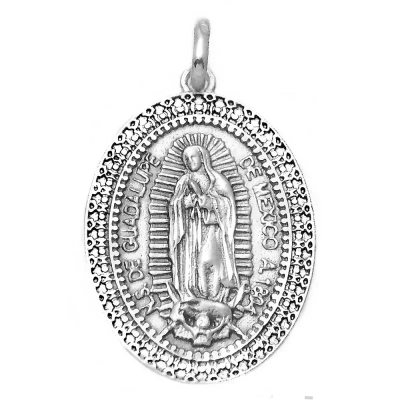 Medalla plata ley 925m Virgen Guadalupe México 29mm. ovalada [AA9808]