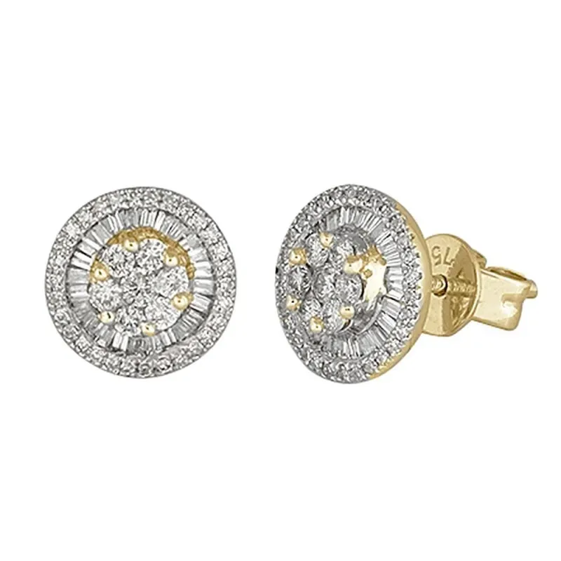 Pendientes oro 18k colección Destellos 8.5mm. diamantes brillantes ba