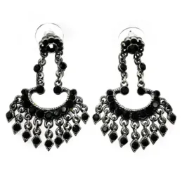 Pendientes bisutería metal largos rodio 50mm. oxidados [AB5100]