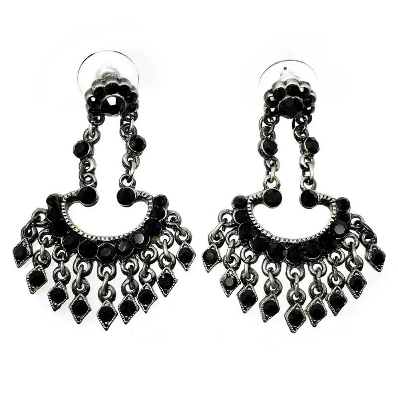 Pendientes bisutería metal largos rodio 50mm. oxidados [AB5100]