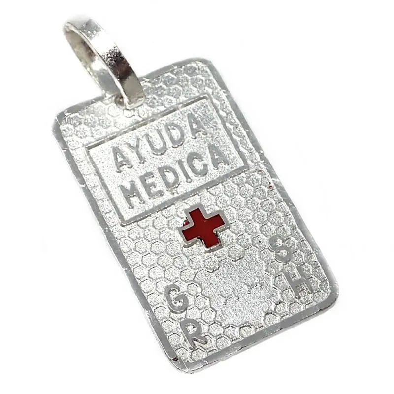 Chapa plata Ley 925m estampada cruz roja 20mm. grupo  [AB5535GR]