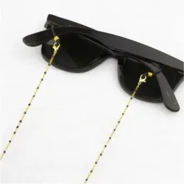 Cadena Acero Inoxidable chapado oro para Gafas 70 cm. combinada bolas