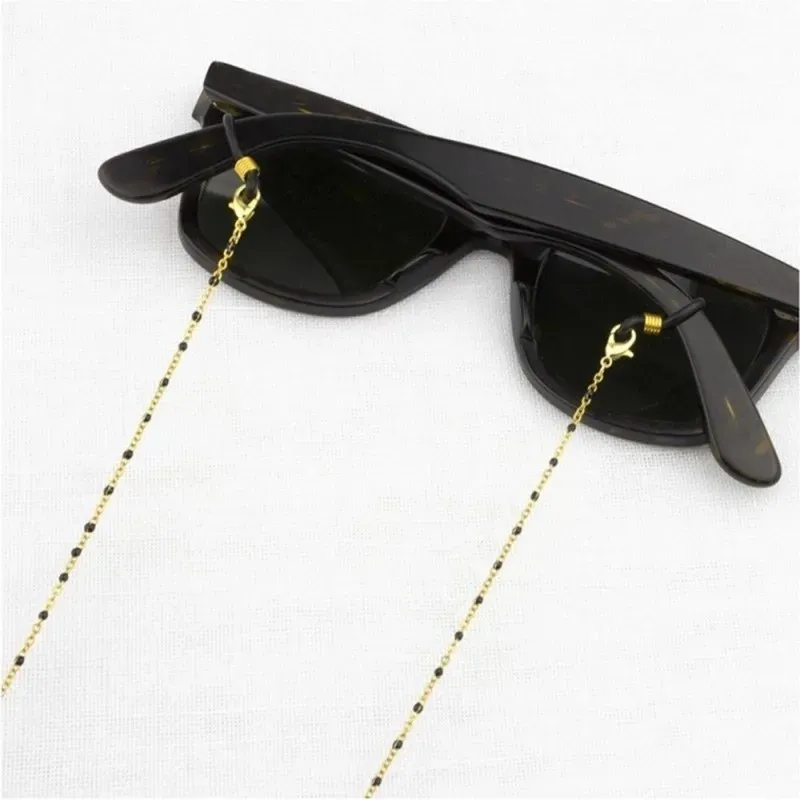 Cadena Acero Inoxidable chapado oro para Gafas 70 cm. combinada bolas