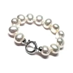 Pulsera plata ley 925m perlas shell tamaño mediano [AA9950]