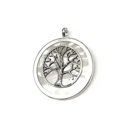 Colgante plata ley 925m 40mm. árbol vida nácar cerco [AA8385]