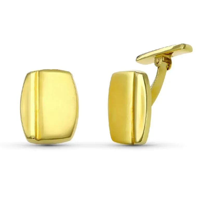 Gemelos oro 18k hombre 17 mm. tonel lisos detalle barra vertical