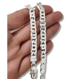 Cadena plata Ley 925m hombre 60 cm. ancho 8 mm. mosquetón