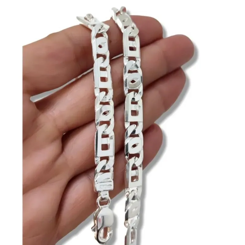 Cadena plata Ley 925m hombre 60 cm. ancho 8 mm. mosquetón