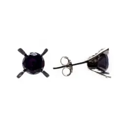 Pendientes plata Ley 925m circonita negra garras 6mm. mujer cierre presión