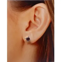 Pendientes plata Ley 925m circonita negra garras 6mm. mujer cierre presión