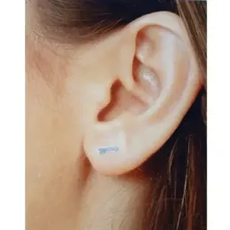 Pendientes mini plata Ley 925m par flecha 5mm. mujer cierre presión